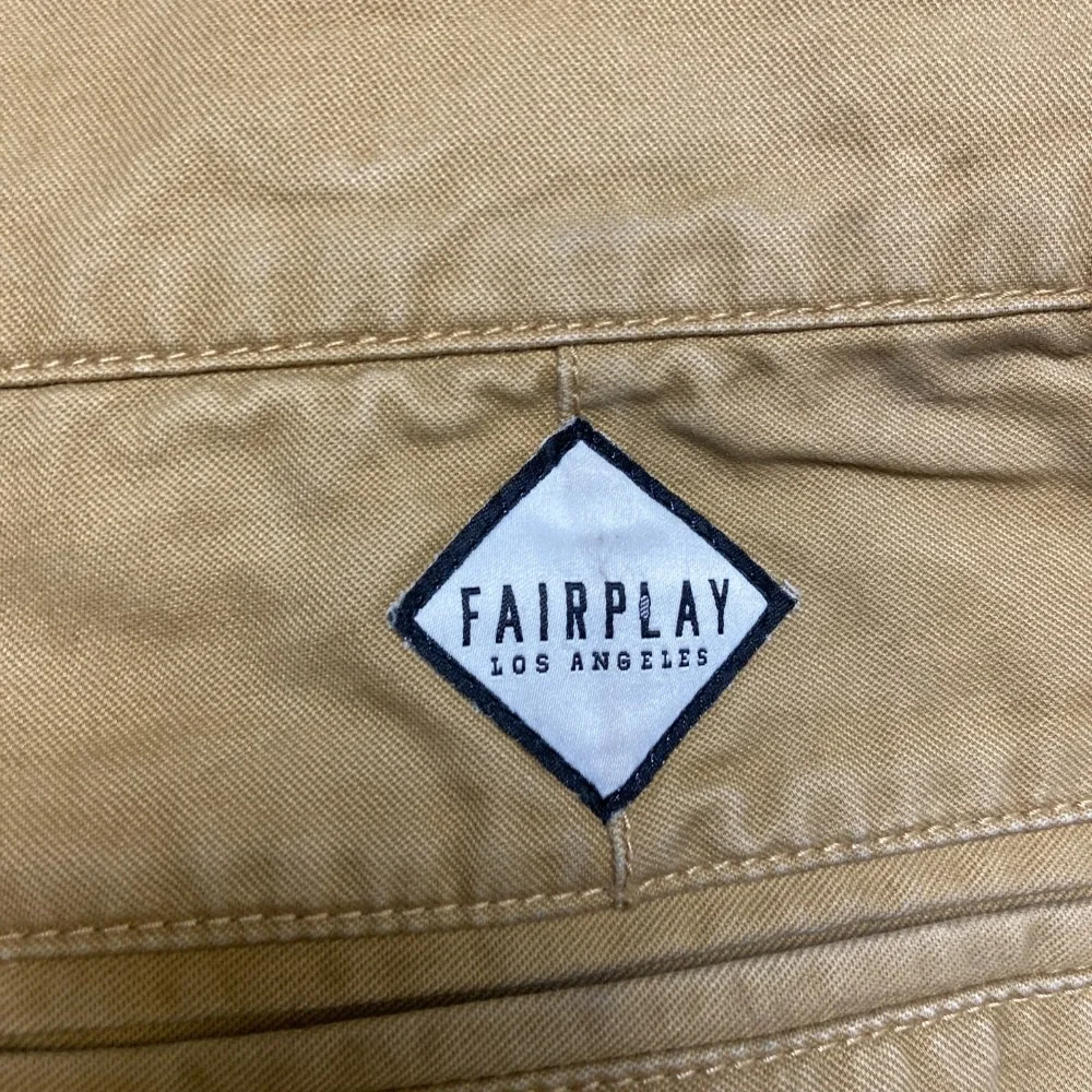 Fairplay All Is Fair Pants Mens 32 Beige Straight Leg Regular Fit Black Stripe